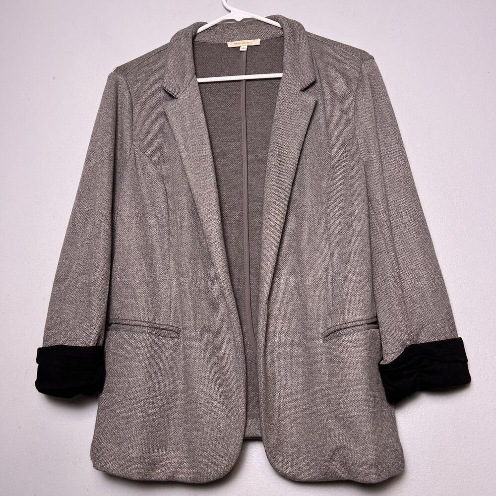 Skies Are Blue Womens Sz L Gray Blazer Open Front Soft Comfy Basic